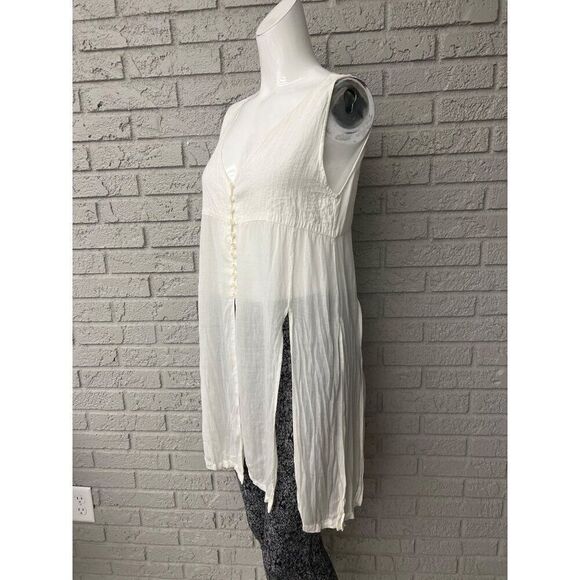 Danskin Sport Women White Crinkled Panel Tunic Top Shirt Size M - Picture 4 of 6